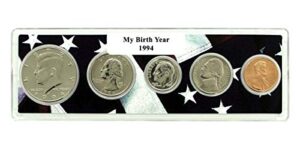 1994-5 coin birth year set in american flag holder uncirculated