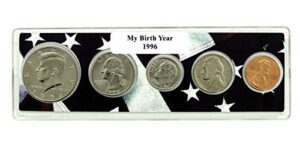 1996-5 coin birth year set in american flag holder uncirculated