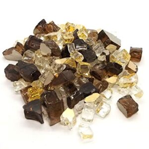 Vivid Premium 1/2" Gold, Amber Blend - (10 Pounds) Reflective Fire Glass for Fireplace and Fire Pit (Desert Sun)