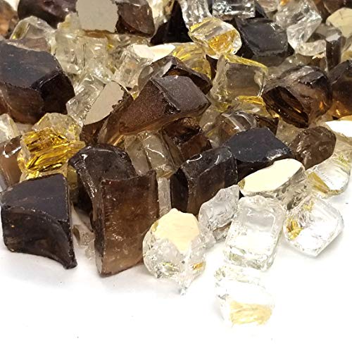 Vivid Premium 1/2" Gold, Amber Blend - (10 Pounds) Reflective Fire Glass for Fireplace and Fire Pit (Desert Sun)