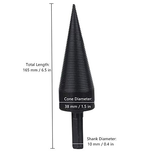 Wood Splitter Drill Bit, zosenda Heavy Duty Log Splitter Screw Cone, High Speed Firewood Twist Drill bit, Screw Splitting Bit Wood Breaker Wedge Drilling Woodworking Tool (38mm)