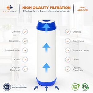 Aquaboon Premium 5 Micron 10" x 2.5" Coconut Shell Granular Activated Carbon (GAC) Water Filter Replacement Cartridge, 2 Pack