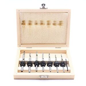 22pc countersink drill bit set w/adjustable depth stop collars counterbore drill woodworkers hole cutter screw drill