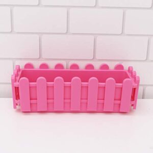 Yardwe Rectangular Plastic Flower Pot Small Creative Plant Pot Fence Shaped Window Box Planters for Garden Bonsai Home Office Decoration 9.1 x 3.5 x 2.8 Inch (Pink)