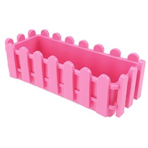 Yardwe Rectangular Plastic Flower Pot Small Creative Plant Pot Fence Shaped Window Box Planters for Garden Bonsai Home Office Decoration 9.1 x 3.5 x 2.8 Inch (Pink)