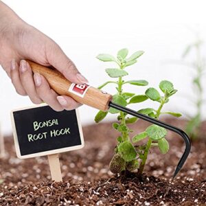 Bonsai Hook Sturdy Manganese Steel Gardening Hook Handle Bonsai Root Hook with Comfortable Wooden Handle Cutter Tools