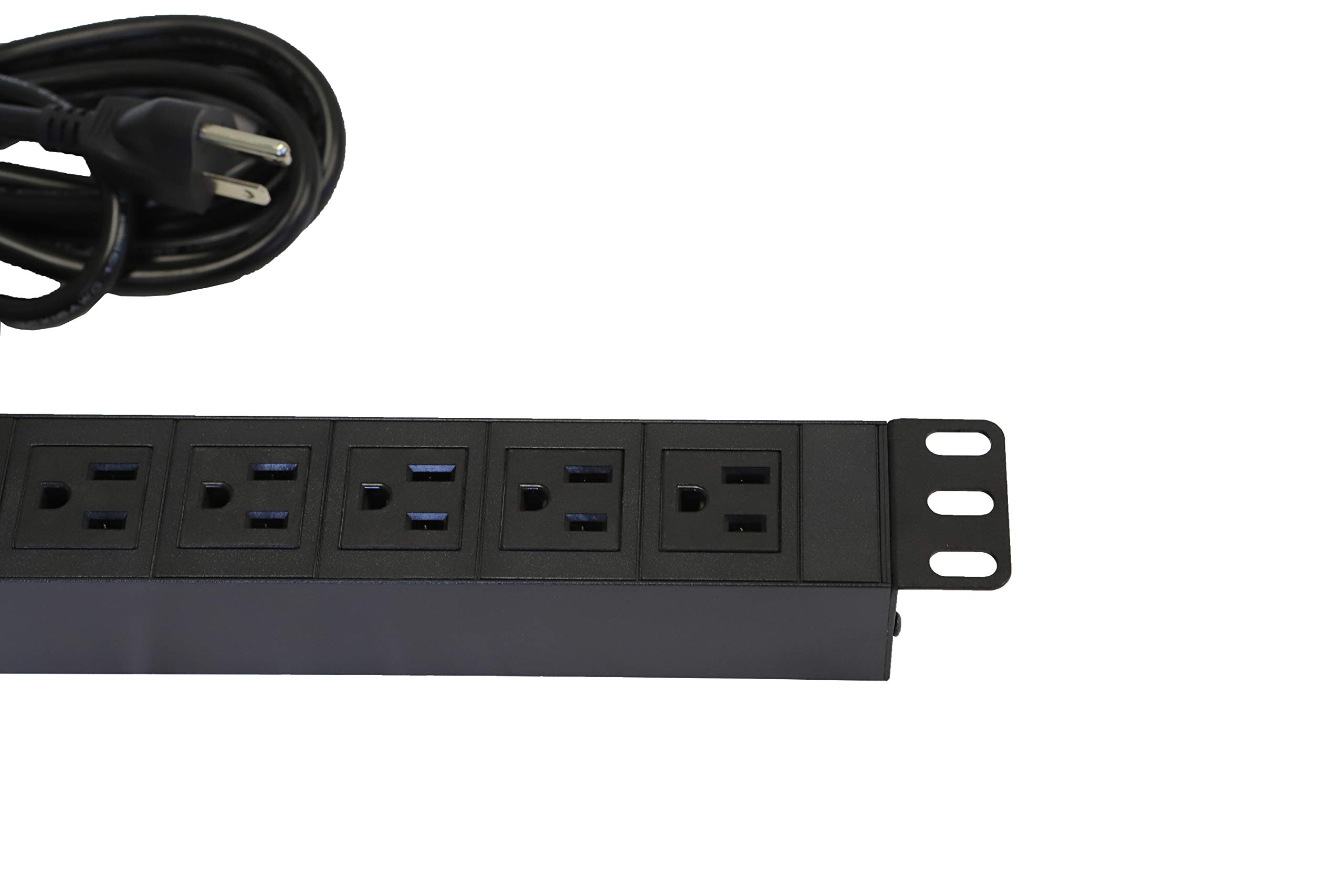 Rack Mount Server Network PDU Power Strip, 8 Outlets, 12 ft. Cord, 15A, 1U Rack-Mount Metal Slim Design