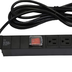 Rack Mount Server Network PDU Power Strip, 8 Outlets, 12 ft. Cord, 15A, 1U Rack-Mount Metal Slim Design