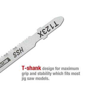 WORKPRO 25-Piece T-Shank Jig Saw Blade Set with Storage Case, Made with HCS/HSS/BIM, Assorted Blades for Wood, Plastic and Metal Cutting