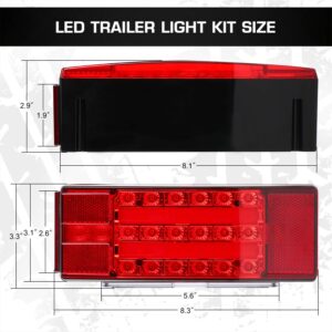 LINKITOM New Submersible LED Trailer Light Kit, Super Bright Brake Stop Turn Tail License Lights for Camper Truck RV Boat Snowmobile Over 80" Inches