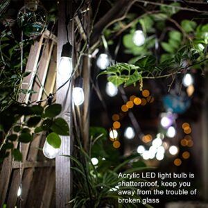 60ft Cool White LED Outdoor String Lights, Waterproof Festoon Light, 20 x Hanging Sockets with Shatterproof Light Bulbs for Backyard Garden Patio Pergola Gazebo Bistro Christmas Tree Wedding Party