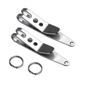 ultratac deep carry knife pocket clip nano, multi-purpose pocket suspension clips for keys, flashlights, knives - stainless steel (2 pack)