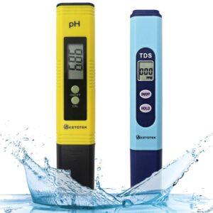 ketotek water quality test meter, ph meter tds meter 2 in 1 kit with 0-16.00 ph and 0-9990 ppm measure range for hydroponics, aquariums, drinking water, ro system, fishpond and swimming pool…