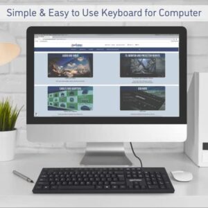 Manhattan Wired Computer Keyboard – Basic Black Keyboard - with 4.5ft USB-A Cable, 104-keys, Foldable Stands - Compatible for Windows, PC, Laptop - 3 Yr Mfg Warranty – 179324