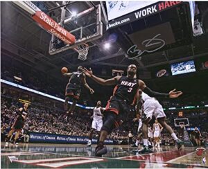 dwyane wade miami heat autographed 16" x 20" alley-oop to lebron james photograph - autographed nba photos