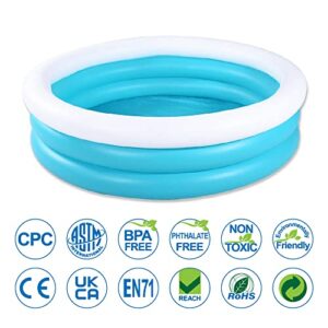 Inflatable Kiddie Pool, 60"x16" Thick Guardrail Swimming Pool for Kids, Blue & White Blow Up Pool for Kids Indoor Party Games, Wading Pool for Outdoor Backyard