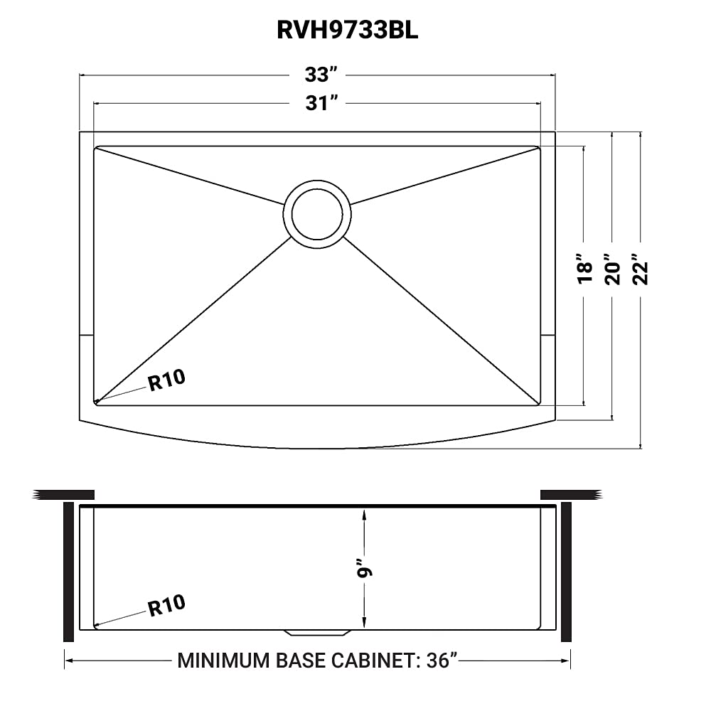 Ruvati Brass Tone 33-inch Apron-Front Farmhouse Kitchen Sink - Matte Gold Stainless Steel Single Bowl - RVH9733GG