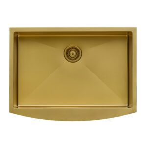 Ruvati Brass Tone 33-inch Apron-Front Farmhouse Kitchen Sink - Matte Gold Stainless Steel Single Bowl - RVH9733GG