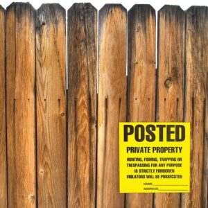 Posted Signs No Trespassing No hunting signs, (100 Pack) Posted Signs No Hunting or Trespassing Signs, Heavy Duty, Weather Resistant, 11” x 11" Posted Signs Yellow