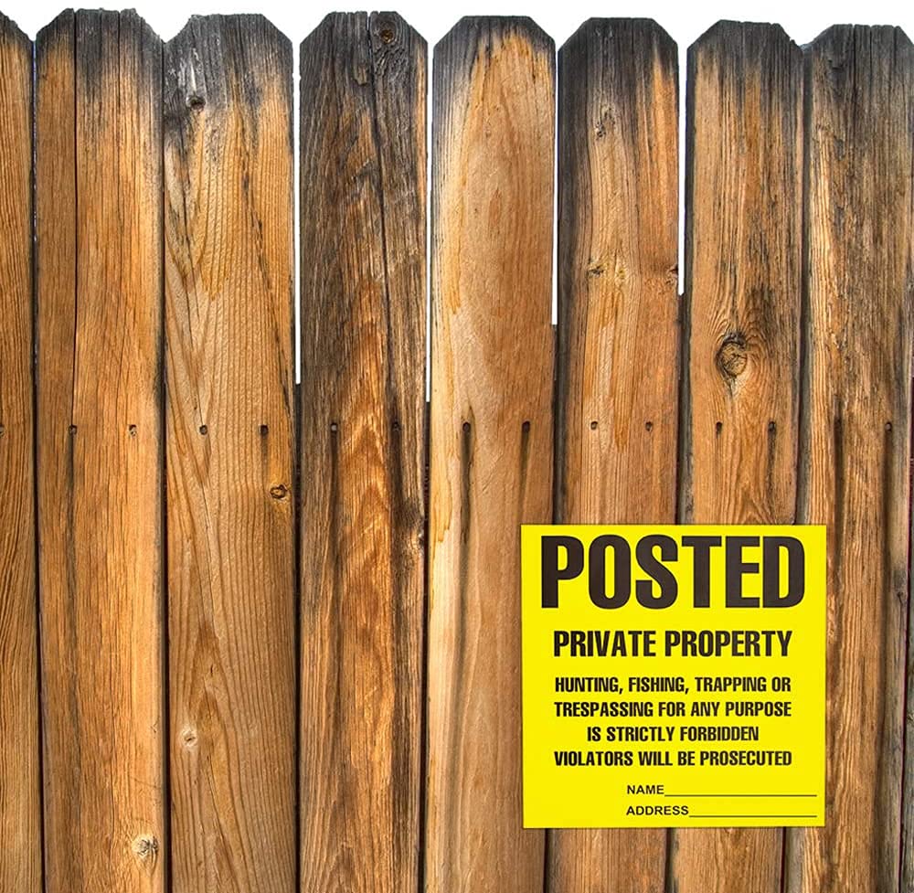 Posted Signs No Trespassing No hunting signs, (100 Pack) Posted Signs No Hunting or Trespassing Signs, Heavy Duty, Weather Resistant, 11” x 11" Posted Signs Yellow