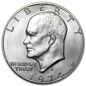1974 s bu eisenhower silver dollar (ike) $1 us mint brilliant uncirculated
