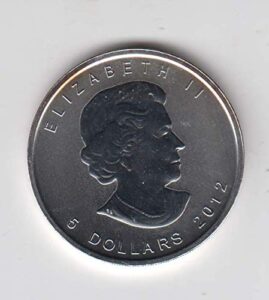 2012 ca canada 1 oz. silver maple leaf coin $5 uncirculated