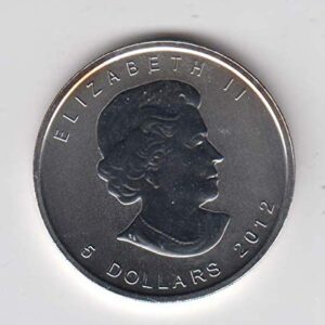 2012 CA Canada 1 Oz. Silver Maple Leaf Coin $5 Uncirculated