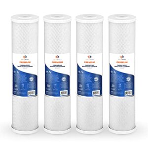 aquaboon universal fit whole house 5 micron 20 x 4.5 inch cartridge | premium coconut shell water filter cartridge | activated carbon block cto | compatible with cb-45-2005, pentek ep-20bb, 4 pack
