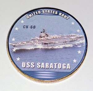 navy uss saratoga cv-60 colorized challenge art coin