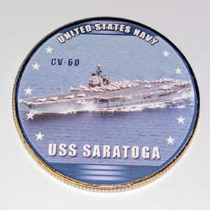 Navy USS Saratoga CV-60 Colorized Challenge Art Coin