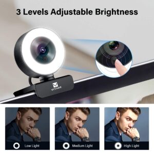 VITADE PC Webcam for Streaming HD 1080P, 960A USB Pro Computer Web Camera Video Cam for Mac Windows Laptop Conferencing Gaming Webcam with Ring Light & Microphone