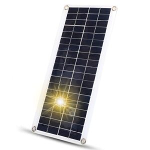solar panel, 20w outdoor flexible polycrystalline solar panel kit with solar controller, car charger, tiger clip and suction cups, durable and waterproof