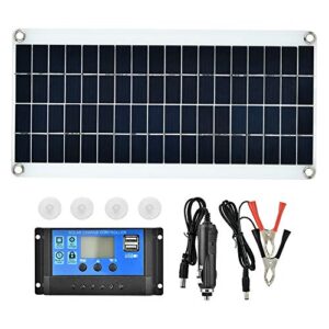 Solar Panel, 20W Outdoor Flexible Polycrystalline Solar Panel Kit With Solar Controller, Car charger, Tiger clip and Suction cups, Durable and Waterproof