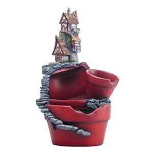 zfranc flower pot - creative castle house shaped resin garden pot, new novelty bonsai plant flower pot for succulents, cactus, flowers, indoor outdoor decorations