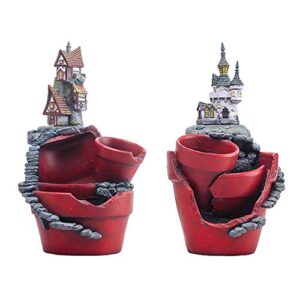 ZFRANC Flower Pot - Creative Castle House Shaped Resin Garden Pot, New Novelty Bonsai Plant Flower Pot for Succulents, Cactus, Flowers, Indoor Outdoor Decorations