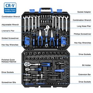 DEKOPRO 118 Piece Tool Kit Professional Auto Repair Tool Set Combination Package Socket Wrench with Most Useful Mechanics Tools