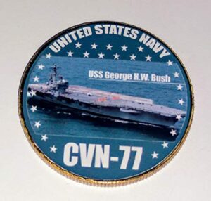 navy uss george h w bush cvn-77 colorized challenge art coin