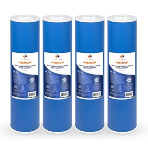 aquaboon premium 5 micron 20" x 4.5" whole house coconut shell granular activated carbon (gac) water filter replacement cartridge, 4 pack