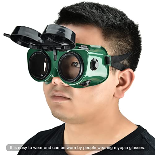 Flip-Up Front Welding Goggles, Safety Eye Protection Welder Goggles with 50 mm Lens, Protective Glasses Used for Welding, Soldering, Torching, Brazing & Metal Cutting