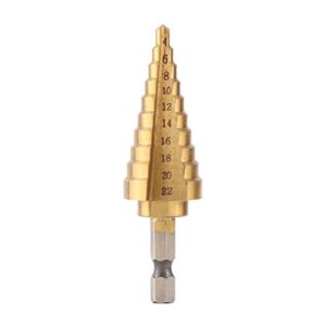 step drill bit,1pc high speed steel coated step drill bit hole cutter hex shank power tools 4-22mm for thin steel,aluminum or plastic boxes and chassis