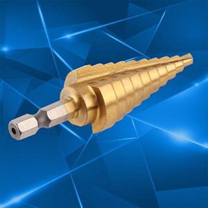 Step Drill Bit,1pc High Speed Steel Coated Step Drill Bit Hole Cutter Hex Shank Power Tools 4-22mm for Thin Steel,Aluminum or Plastic Boxes and Chassis