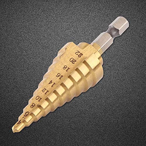 Step Drill Bit,1pc High Speed Steel Coated Step Drill Bit Hole Cutter Hex Shank Power Tools 4-22mm for Thin Steel,Aluminum or Plastic Boxes and Chassis