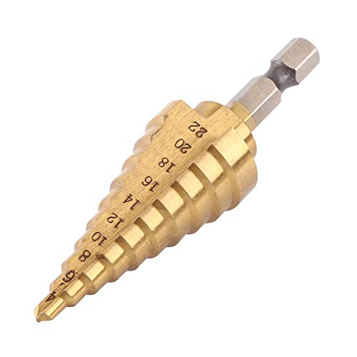 Step Drill Bit,1pc High Speed Steel Coated Step Drill Bit Hole Cutter Hex Shank Power Tools 4-22mm for Thin Steel,Aluminum or Plastic Boxes and Chassis