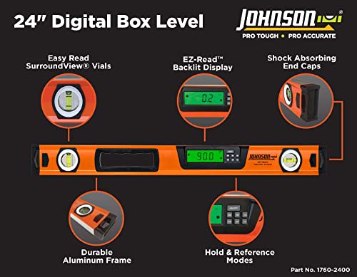 Johnson Level & Tool 1760-4800 Digital Box Level, 48", Orange, 1 Level