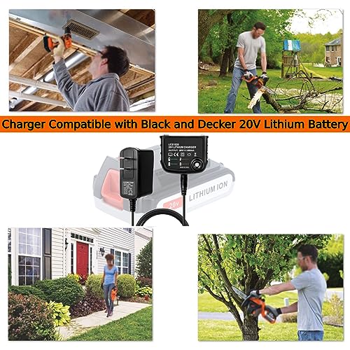 EPOWON LCS1620 Charger Compatible with Black and Decker 20V Lithium Battery Charger LBXR20 LBXR20-OPE LB20 LBX20 LBX4020 LB2X4020 LBXR2020-OPE LBXR16 BL1514