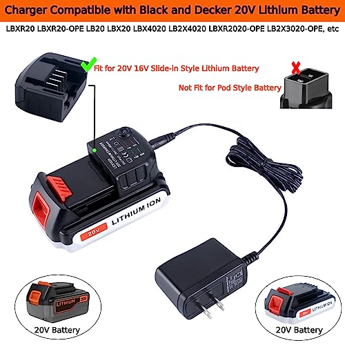 EPOWON LCS1620 Charger Compatible with Black and Decker 20V Lithium Battery Charger LBXR20 LBXR20-OPE LB20 LBX20 LBX4020 LB2X4020 LBXR2020-OPE LBXR16 BL1514