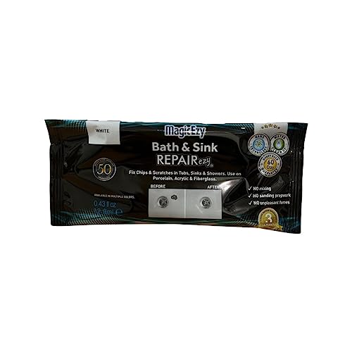 MagicEzy Bath & Sink RepairEzy - (White) - Porcelain Bath Repair Kit - Easy Bathtub Chip Repair - Enamel Sink Chip Repair - Fiberglass Shower Repair -Bathroom Crack Filler