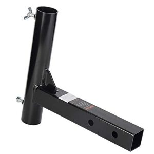 hitowmfg hitch mount flagpole holder for 2" hitch receivers flag travel, 8.5" or 11.5" length black powder
