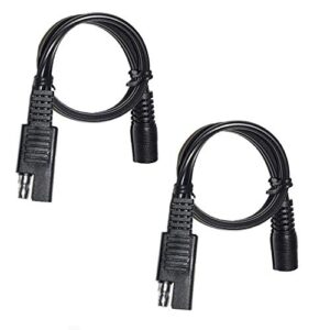 carkio sae to female dc connectors, 2pcs 30cm black 5.5mm x 2.1mm 18awg converter adapters cables for solar battery panels connect cables