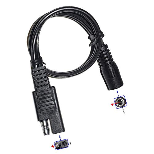 Carkio SAE to Female DC Connectors, 2Pcs 30CM Black 5.5mm x 2.1mm 18AWG Converter Adapters Cables for Solar Battery Panels Connect Cables